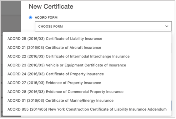 Blank ACORD Form COI Template
