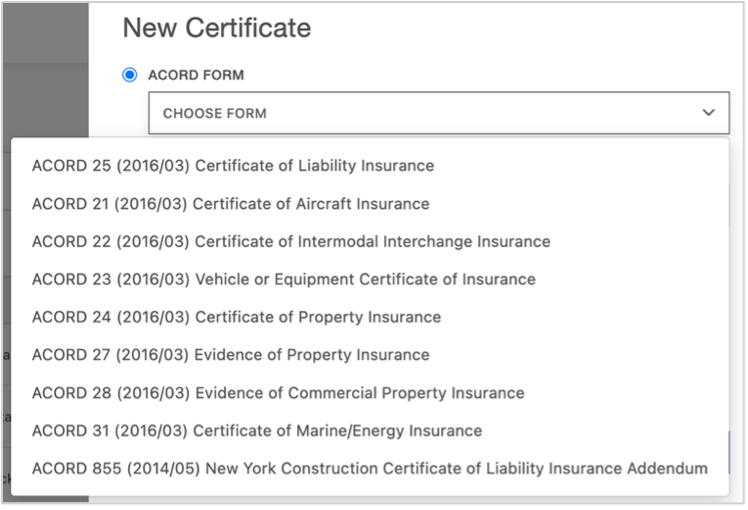 Blank ACORD Form COI Template