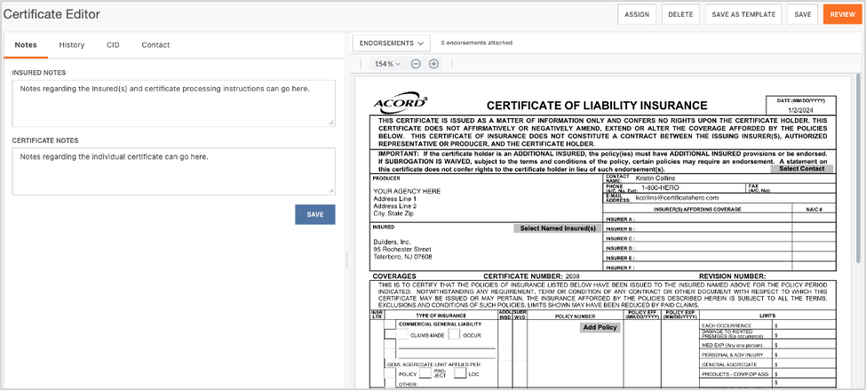 Blank ACORD Form | COI Template