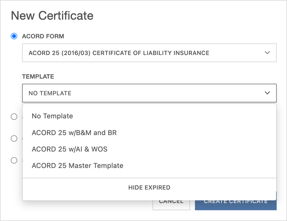 Blank ACORD Form COI Template